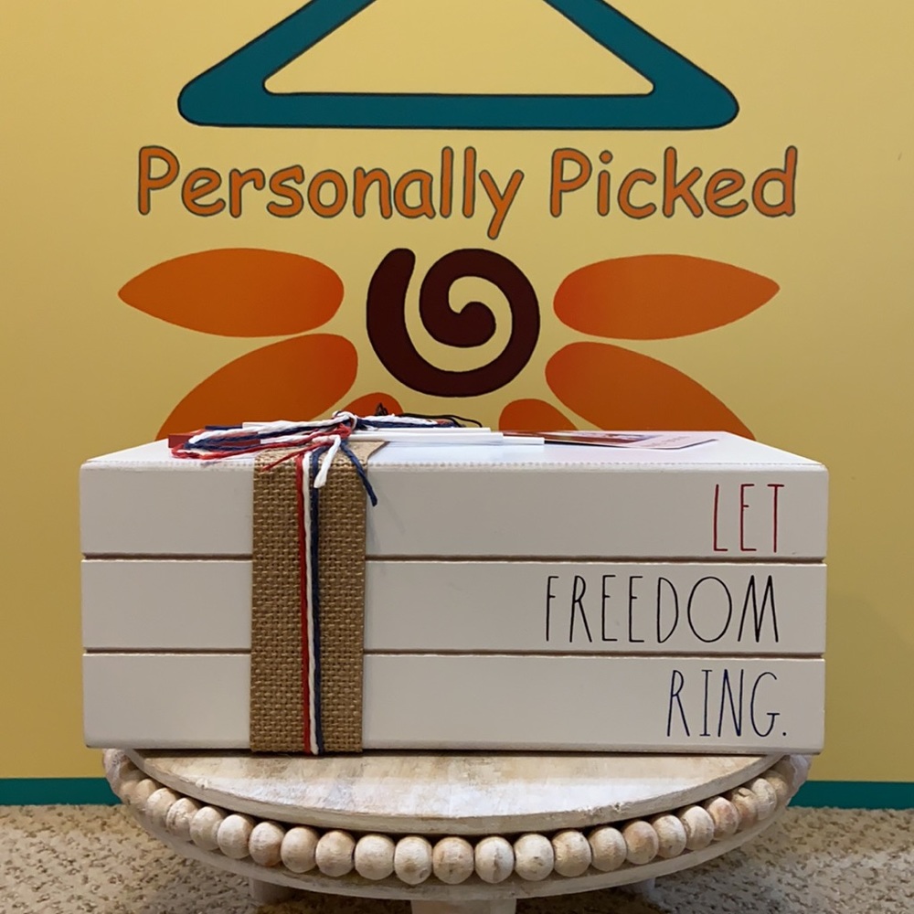 Rae Dunn LET FREEDOM RING Stacked Books